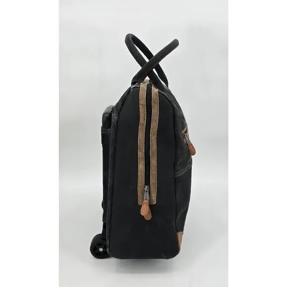 Mona B Revive Roller Bag – Black Canvas & Vegan Leather Trim Luggage & Travel Bags